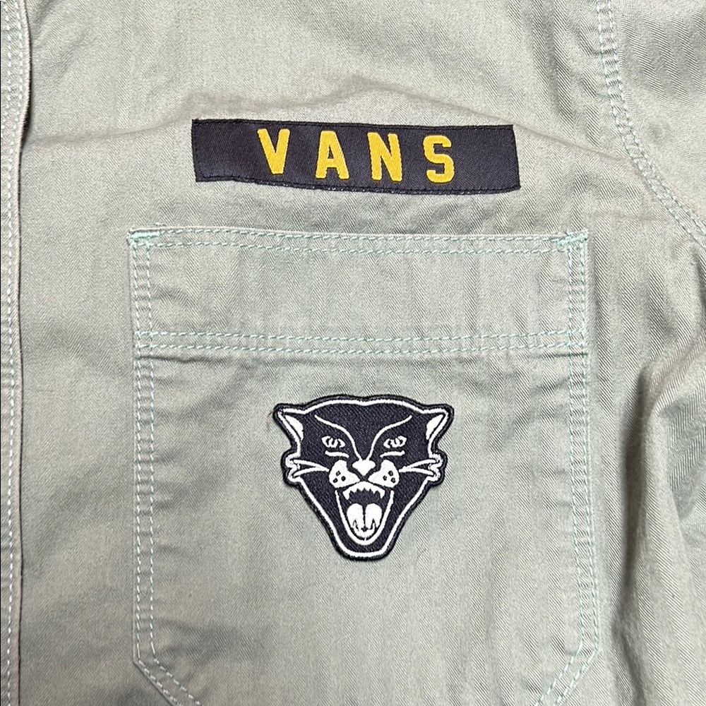 Vans military Green snap Button-Up long sleeve collared Shirt size medium - Picture 3 of 16